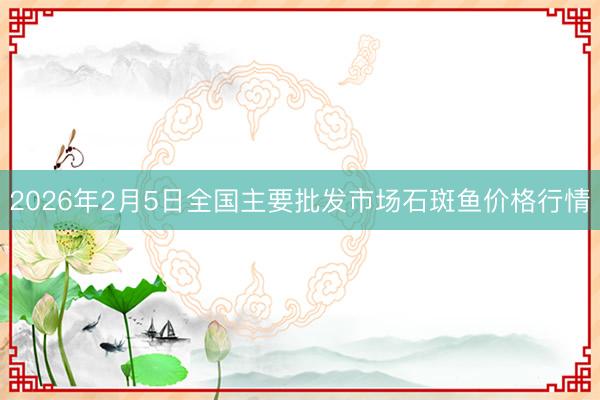 2026年2月5日全国主要批发市场石斑鱼价格行情