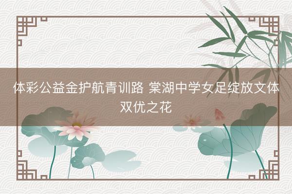 体彩公益金护航青训路 棠湖中学女足绽放文体双优之花