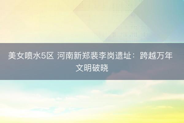 美女喷水5区 河南新郑裴李岗遗址：跨越万年 文明破晓