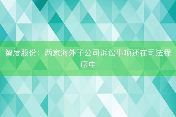 智度股份：两家海外子公司诉讼事项还在司法程序中