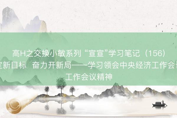 高H之交换小敏系列 “宣宣”学习笔记(156)丨锚定新目标 奋力开新局——学习领会中央经济工作会议精神