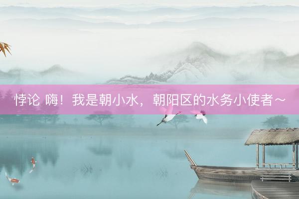 悖论 嗨!我是朝小水,朝阳区的水务小使者~