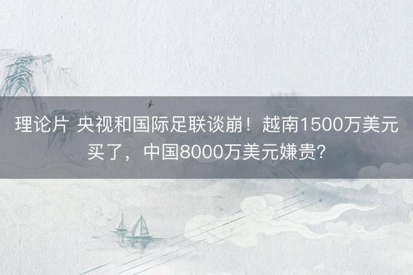 理论片 央视和国际足联谈崩！越南1500万美元买了，中国8000万美元嫌贵？