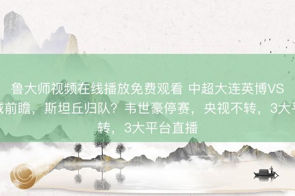 鲁大师视频在线播放免费观看 中超大连英博VS成都蓉城前瞻,斯坦丘归队?韦世豪停赛,央视不转,3大平台直播