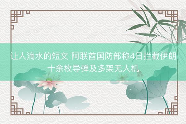 让人滴水的短文 阿联酋国防部称4日拦截伊朗十余枚导弹及多架无人机