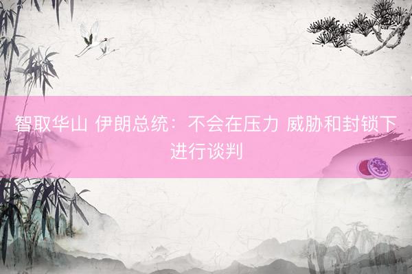 智取华山 伊朗总统：不会在压力 威胁和封锁下进行谈判