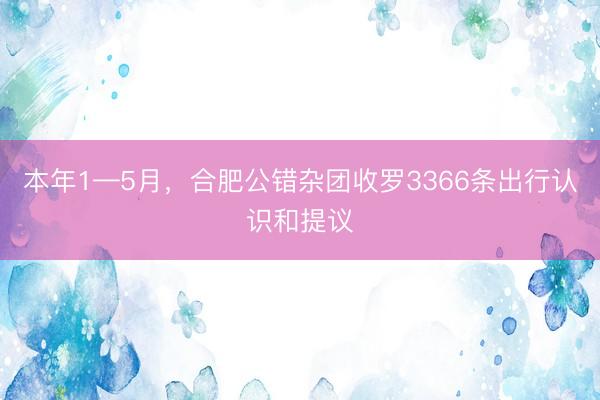 本年1—5月，合肥公错杂团收罗3366条出行认识和提议