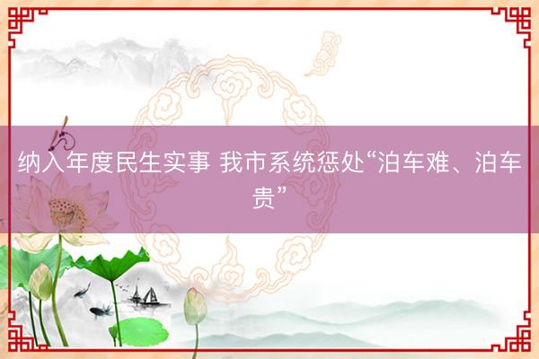 纳入年度民生实事 我市系统惩处“泊车难、泊车贵”
