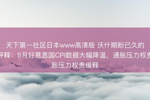 天下第一社区日本www高清版 沃什期盼已久的通胀评释：5月好意思国CPI数据大幅降温，通胀压力权贵缓释