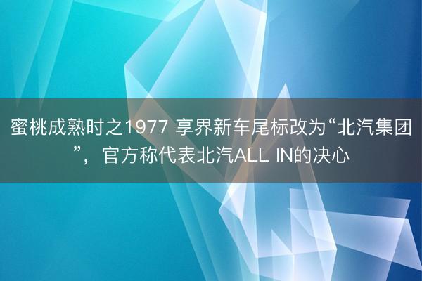 蜜桃成熟时之1977 享界新车尾标改为“北汽集团”，官方称代表北汽ALL IN的决心