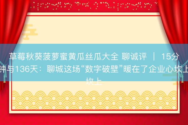 草莓秋葵菠萝蜜黄瓜丝瓜大全 聊诚评 ｜ 15分钟与136天：聊城这场“数字破壁”暖在了企业心坎上