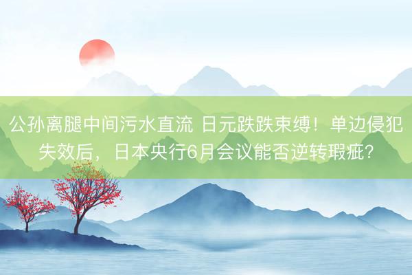 公孙离腿中间污水直流 日元跌跌束缚!单边侵犯失效后,日本央行6月会议能否逆转瑕疵?