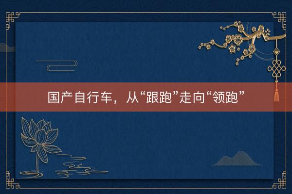 国产自行车，从“跟跑”走向“领跑”